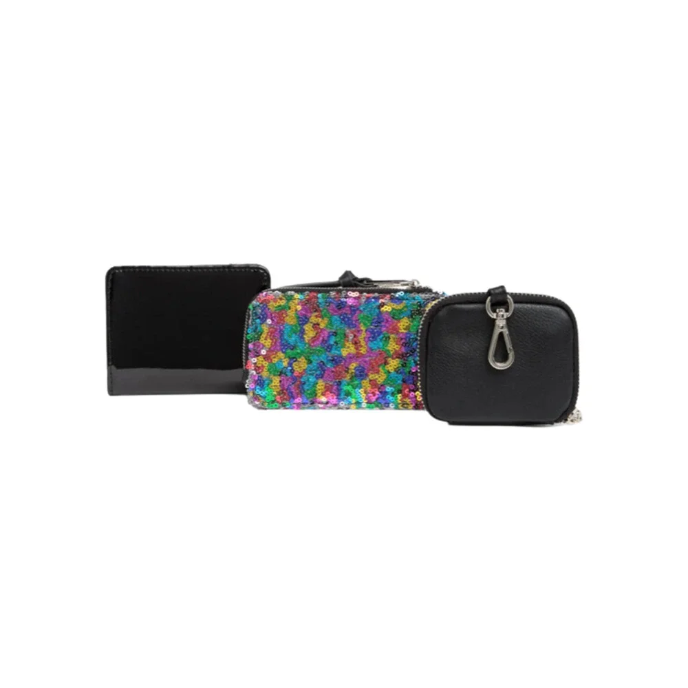 Madden Girl 3-Piece Rainbow Sequin Clutch & Coin Wallet Set